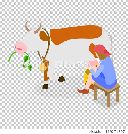 3D Isometric Flat  Set of Farmers. Item 2 119271297