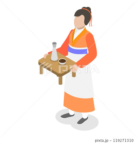 3D Isometric Flat  Set of Traditional Korean Characters. Item 1 119271310