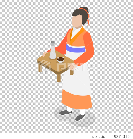 3D Isometric Flat  Set of Traditional Korean Characters. Item 1 119271310