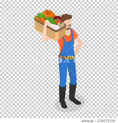 3D Isometric Flat  Set of Farmers. Item 4 119271314