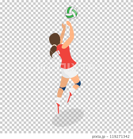 3D Isometric Flat  Set of Volleyball Players. Item 4 119271342