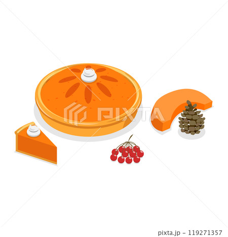 3D Isometric Flat Set of Thanksgiving Set. Item 1 3D Isometric Flat Set of Thanksgiving Set. Item 1 119271357