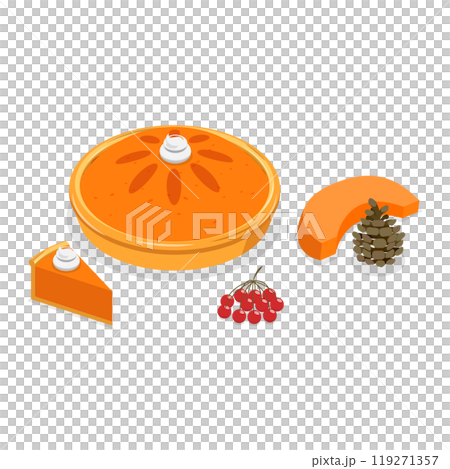 3D Isometric Flat  Set of Thanksgiving Set. Item 1 119271357