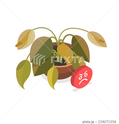 3D Isometric Flat Illustration of Dying Plant. Item 1 3D Isometric Flat Illustration of Dying Plant. Item 1 119271358