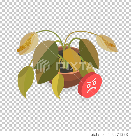 3D Isometric Flat  Illustration of Dying Plant. Item 1 119271358