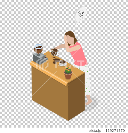 3D Isometric Flat Illustration of Sleepy Early Morning. Item 4 3D Isometric Flat Illustration of Sleepy Early Morning. Item 4 119271370