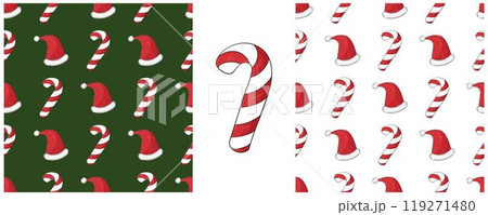 Christmas holidays. Set Seamless patterns in hand draw style 119271480