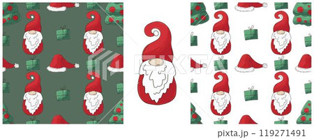 Christmas holidays. Set Seamless patterns in hand draw style 119271491
