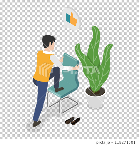 3D Isometric Flat  Illustration of Exercise At Work. Item 5 119271501