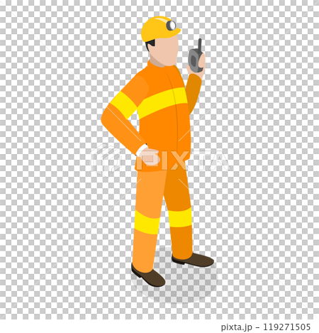 3D Isometric Flat Set of Firefighter Characters. Item 4 3D Isometric Flat Set of Firefighter Characters. Item 4 119271505
