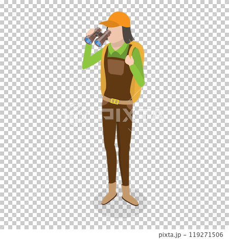 3D Isometric Flat  Set of Hunters. Item 4 119271506