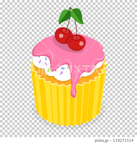 3D Isometric Flat Set of Sweet Cupcakes. Item 4 3D Isometric Flat Set of Sweet Cupcakes. Item 4 119271514