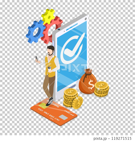 3D Isometric Flat Illustration of Bank Credit. Item 1 3D Isometric Flat Illustration of Bank Credit. Item 1 119271515