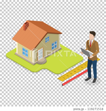 3D Isometric Flat  Illustration of Real Estate Valuation. Item 2 119271518