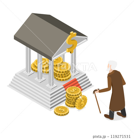 3D Isometric Flat Illustration of Retirement Fund. Item 3 3D Isometric Flat Illustration of Retirement Fund. Item 3 119271531