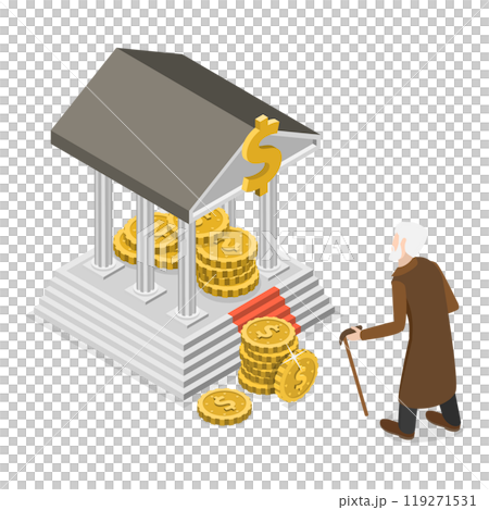 3D Isometric Flat Illustration of Retirement Fund. Item 3 3D Isometric Flat Illustration of Retirement Fund. Item 3 119271531