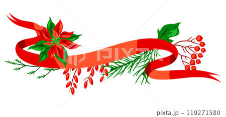 Background with winter plants. Merry Christmas and Happy New Year decoration. 119271580