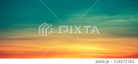 Colorful cloudy sky at sunset. Gradient color. Sky texture, abstract nature background. Horizontal banner Colorful cloudy sky at sunset. Gradient color. Sky texture, abstract nature background. Horizontal banner 119272262