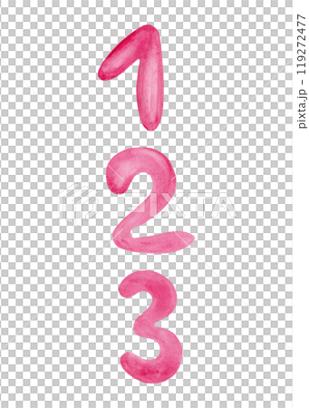 Modern numbers 1, 2, 3. Watercolor isolated elements. Pink tones. Great design for any purpose Modern numbers 1, 2, 3. Watercolor isolated elements. Pink tones. Great design for any purpose 119272477