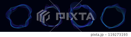 Blue abstract futuristic circle. Set of minimalistic navy blue flow. Blue abstract futuristic circle. Set of minimalistic navy blue flow. 119273193