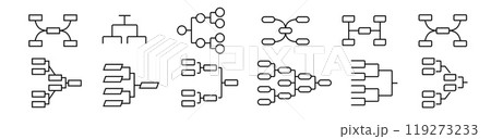 Tournament chart structure in minimalistic style. Sport leadership bracket. 119273233