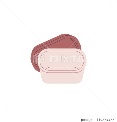 Bento box. Plastic simple empty box with lid. 119273377