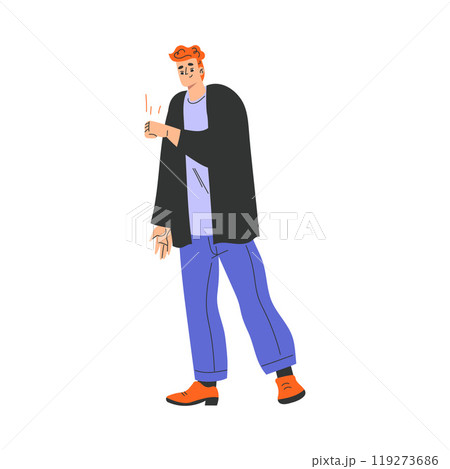 Man Greeting Gesture with Hand Fist Feel Positive Emotion Vector Illustration Man Greeting Gesture with Hand Fist Feel Positive Emotion Vector Illustration 119273686