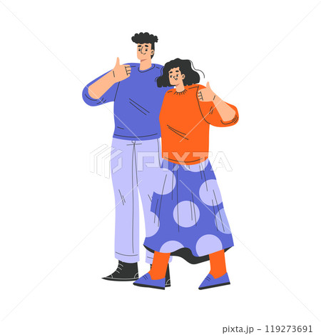 Man and Woman Hugging Feeling Positive Emotion Vector Illustration 119273691