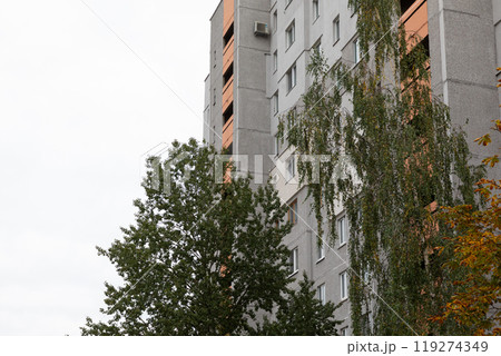 High-rise apartment buildings in a residential area illustrating urban living and housing options High-rise apartment buildings in a residential area illustrating urban living and housing options 119274349