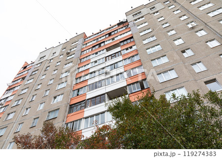 High-rise apartment buildings in a residential area showcasing options for rent and mortgage in the 119274383