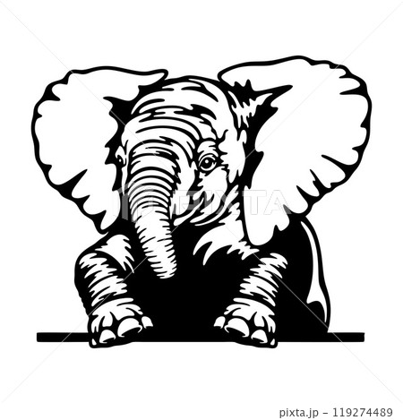Peeking Elephant - Funny Wild Animal - Animal Stencil Cut Files 119274489
