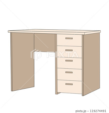 student's desk with drawers on white background 119274491