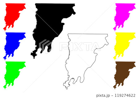 Wabash County, Illinois (U.S. county, United States of America, USA, U.S., US) map vector illustration, scribble sketch Wabash map 119274622