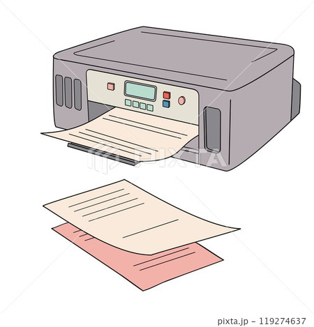 printer printing document and printed pages 119274637