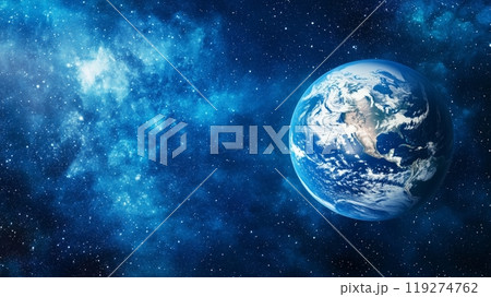 An earth using only blue tones on a dark background. An earth using only blue tones on a dark background. 119274762