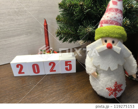 New Year Santa Claus near the Christmas tree. 119275153