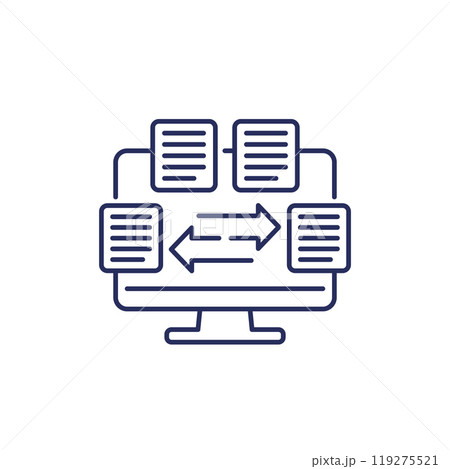 data exchange line icon with documents 119275521