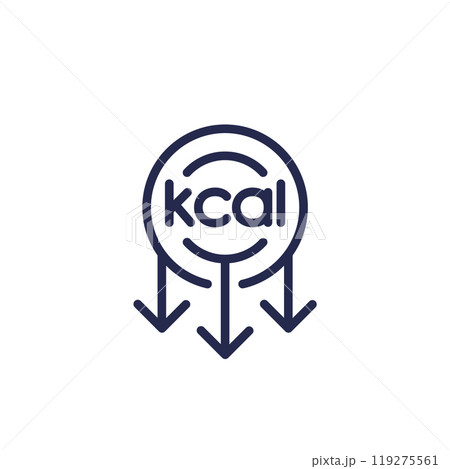 kcal reducing icon, cut calories line vector 119275561