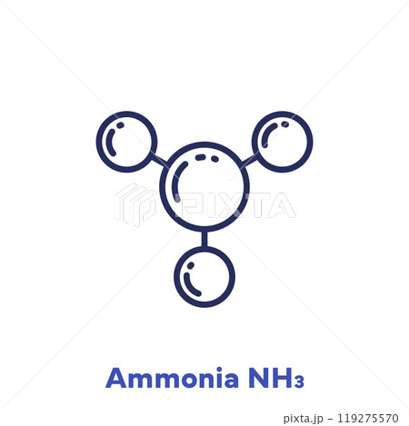 Ammonia, NH3 molecule line icon Ammonia, NH3 molecule line icon 119275570