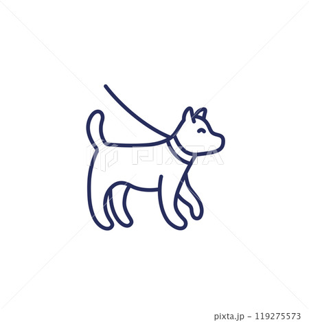 dog on a leash line icon 119275573