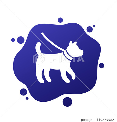 dog on a leash vector icon 119275582