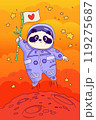 Cartoon panda in space. Vector flat illustration for kids. Cute astronaut bear image 119275687