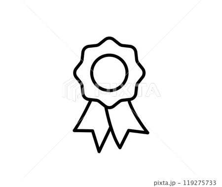 Medal with ribbon premium quality vector icon. Best choice label, certified badge, approval chec or award guarantee. Medal with ribbon premium quality vector icon. Best choice label, certified badge, approval chec or award guarantee. 119275733