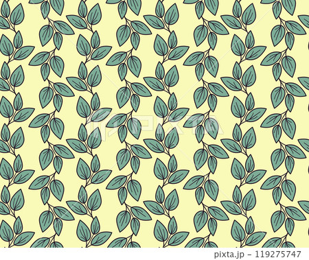 Hand drawn floral pattern vector design. Simple ornament with plant and leaf. 119275747