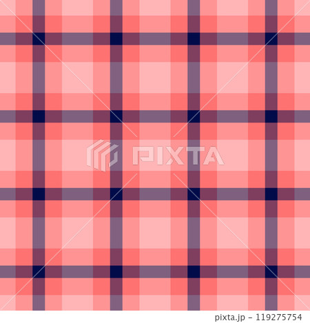 Sketching check plaid fabric, crossed tartan seamless textile. Structure background vector pattern texture in red and pink colors. 119275754