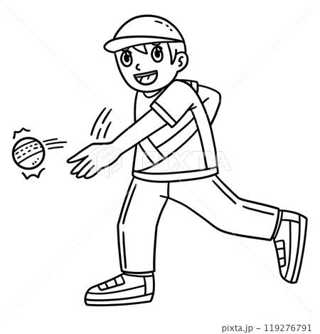 Cricket Fielder Throwing the Ball Isolated  119276791