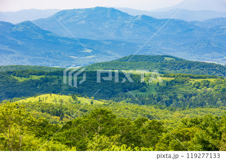 夏の北海道　摩周湖第一展望台　西方向の眺望 119277133