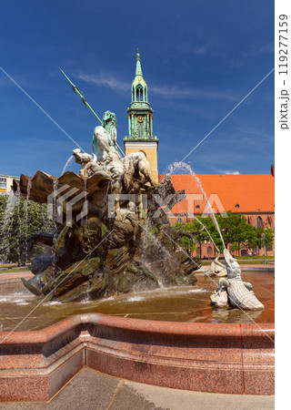 St. Mary's Church on Alexanderplatz in Berlin on a sunny day, Germany 119277159