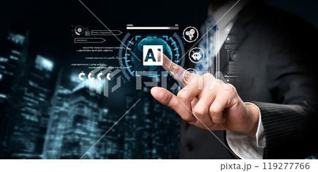 Human interact with AI artificial intelligence brain process generative AI FaaS 119277766