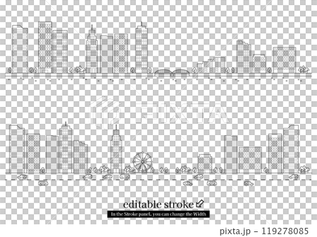 城市景觀設置可編輯筆畫 119278085